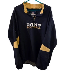 Vtg. STL Rams Authentic Sideline NFL Pullover Windbreaker XL Navy Logo 1/4 Zip - Picture 1 of 11