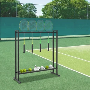 Badminton/Tennis Racket Storage Organzier, Freestanding Racket Holder Black - Picture 1 of 24