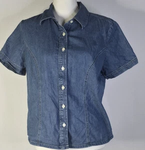 Pendleton Shirt Women's M Blue Chambray Blue Button Short Sleeve - Picture 1 of 10