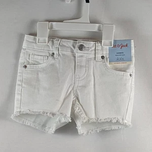 Jean Shorts Cat & Jack White XS 4/5 Casual Frayed Cutoff Hem Fly Button Zipper - Picture 1 of 10