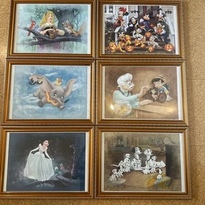 Disney Art Collection Framed Set Mickey Cinderella Pinocchio Princess Rare Gift - Picture 1 of 10