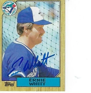 ERNIE WHITT FIRMADO 1987 TOPPS #698 - TORONTO BLUE JAYS - Imagen 1 de 1