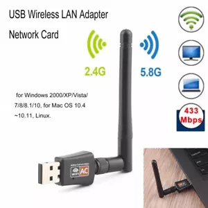 600Mbps USB Wifi Adapter Dual Band 2.4G/5.8G Antenna Wireless Network Dongle New - Picture 1 of 5