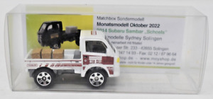 Matchbox Superfast Subaru Sambar white Monthly Model October 2022. Promotional