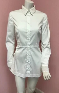 New $425 PerSe 10 Carlisle Designer White Long Cotton Tunic Shirt Blouse Top NWT - Picture 1 of 12