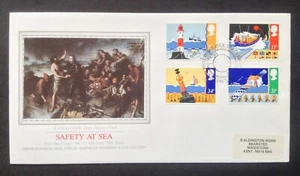 GB PPS Silk 1985 Safety at Sea Set de 4 en Cubierta del Primer Día, Eastbourne S/S - Imagen 1 de 2