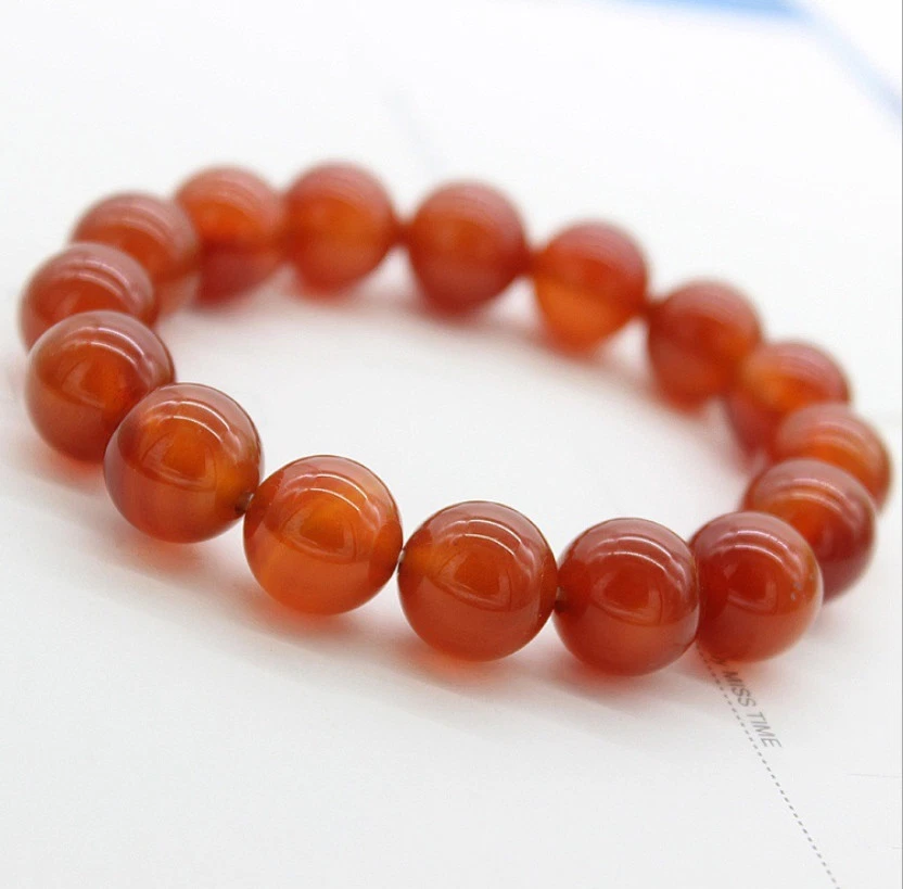 P03 Armband Perlen 10 mm Kugeln aus rotem Achat  - Bild 1 von 1