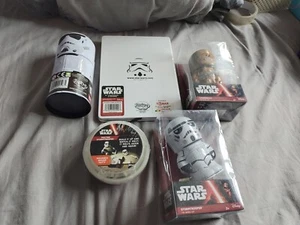 Set Of 5 Star Wars Collectables - Tin Wind Up - 3d Eraser - Putty - Note Book - Picture 1 of 1