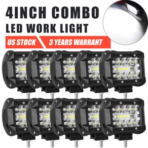 10x 4inch 200W LED Cube Pods Work Light Bar Spot Flood Driving Fog Offroad SUV - Picture 1 of 15
