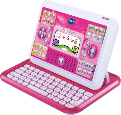 Vtech 2 in 1 Tablet pink – Laptop und Tablet in einem – Mit 80 Lernspielen Neu - Bild 1 von 3