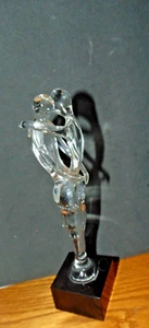 Sculpture Art Glass Embracing Lovers Clear on Black Base 8" Height - Picture 1 of 5
