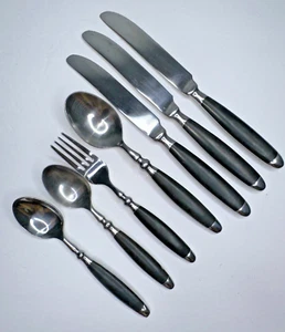 Hampton bistro Silversmith Black Stainless Flatware Replacement 7 Pc Spoon Fork - Picture 1 of 8