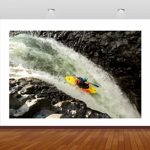Kayak Waterfall Rowing Sports 3D Smashed Wall Sticker Poster Vinyl Mural S569 - Picture 1 of 1
