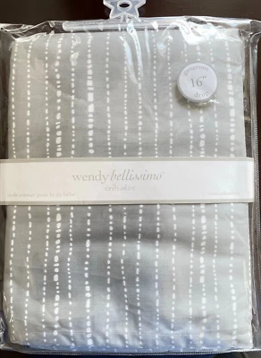 Falda Cuna Wendy Bellissimo Nueva Falda Cuna Gris Con Lunares Blancos a Rayas Foto 1 de 2