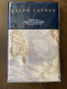 New Ralph Lauren Standard Pillow Sham Hathersage Floral Gray Blue Brown Cotton