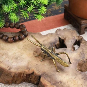 Vintage Copper Locust Sculpture Ornament Brass Animal Crafts Decoration Tea Pet - Picture 1 of 8