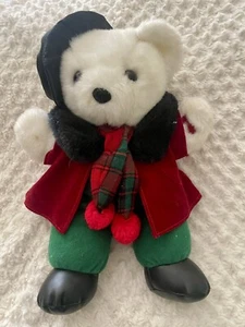 Vintage Dan Dee Christmas Polar Teddy Bear W Scarfe Rare Musical W Beret - Picture 1 of 5