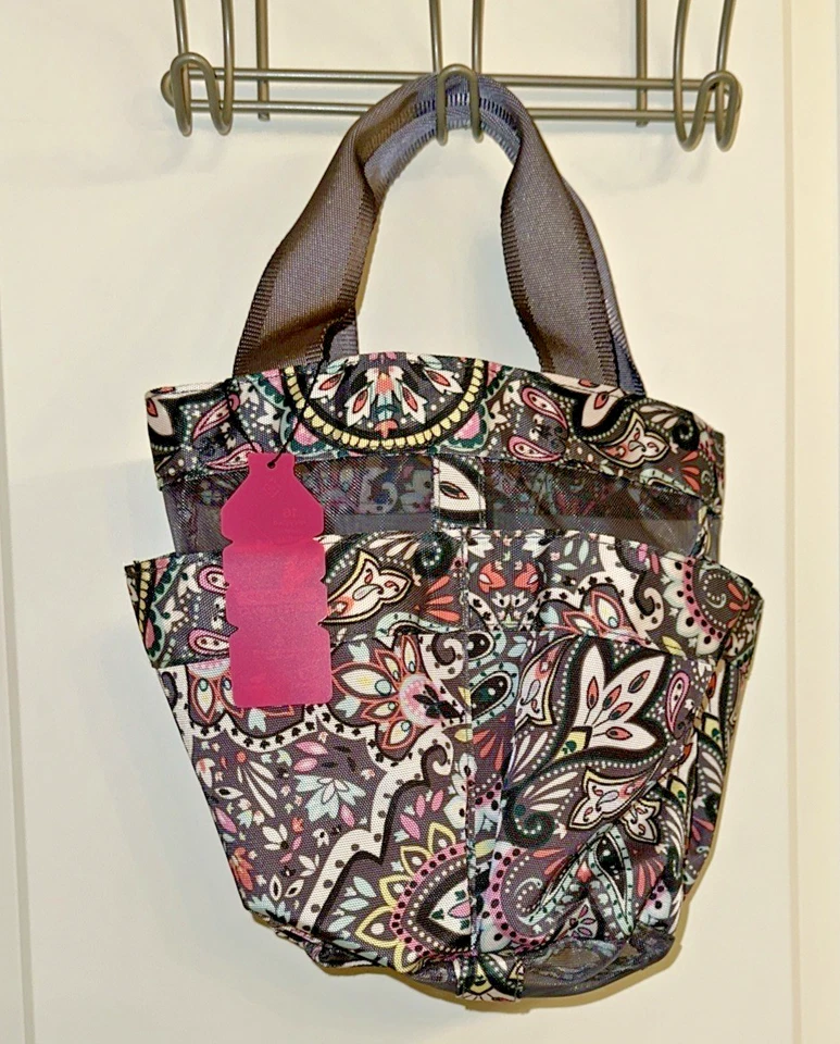 Vera Bradley водонепроницаемый мод пейсли цветочный душ пляж Caddy серый виниловая сетка - Изображение 1 из 4