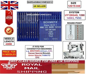 JUKI,BROTHER COVERSTITCH TVX3 149X3 UY128 GAS SIZE:120/19 SEWING MCHNE NEEDLE - Picture 1 of 3