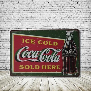 Coca Cola Vintage Stil Blech Metall Bar Schild Poster Mann Höhle Sammlerstück Neu - Bild 1 von 1