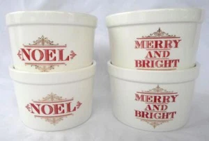 4 CIROA CHRISTMAS RAMEKIN BOWLS 10 oz NOEL MERRY AND BRIGHT DIPS SNACKS DESSERT - Picture 1 of 1