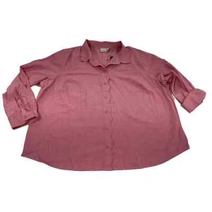 NWT Kim Rogers Curvy Women Button Up Shirt Multi Length Sleeve Woven Pink Sz 3X  - Picture 1 of 7