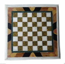 15" x 15" Marble Chess Table Top Inlay Handmade Work Home Decor