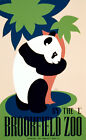 Vintage *Framed* Canvas Print Brookfield Zoo Panda Bear Retro 24X16"