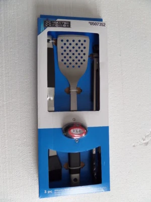 Master Forge 3 pc Grillling Tool Set with Headlamp - Spatula Basting Brush Tongs - Image 1 of 4