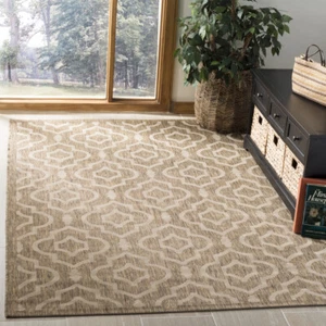 SAFAVIEH Indoor Outdoor CY6926-242 Courtyard Brown / Bone Rug - Picture 1 of 22