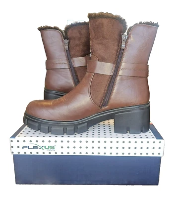 Spring Step Women's Whimsicott Brown Block Heel Side Zip Boot New with Box - Image 1 of 4