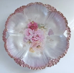 Nice RS Prussia Antique Lavender with Roses Cake Plate, 11" ~ Red Mark - Picture 1 of 7
