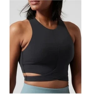 Athleta Women’s Sz XL Black Cutout Sports Bra Conscious Crop Low Impact - Picture 1 of 11