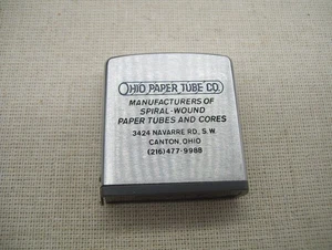 Tubo de papel vintage Canton Ohio. Cinta métrica de bolsillo para publicidad Co. Zippo - Imagen 1 de 5