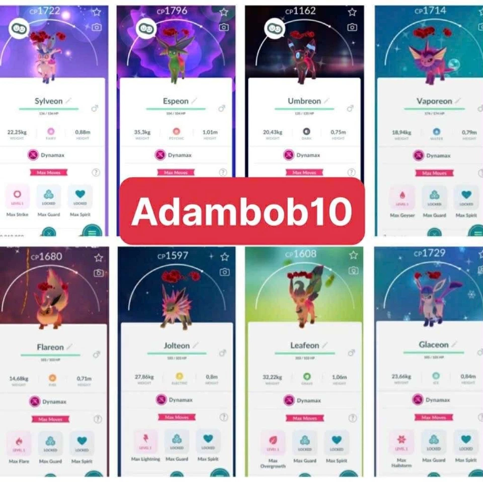 Pokémon Go - Shiny Eevee Evolution Dynamax - Trade Registered 20K Stardust