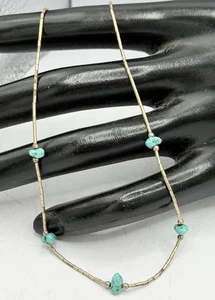Collana bambino vintage turchese argento placcato perline sud-ovest hippie 11 pollici - Foto 1 di 5