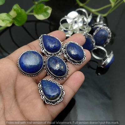 Dainty Rings Lot~Lapis Lazuli 925 Sterling Silver Plated Handmade Rings Jewelry - Image 1 of 4