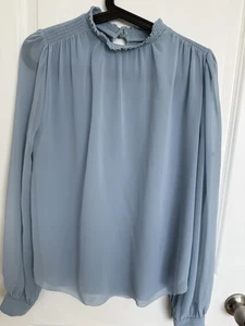Wilfred Langarm Bluse mit Rüschenausschnitt Blau Größe S - Bild 1 von 6