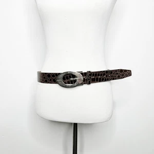 Vintage y2k 00s 90s GUESS G Brown Croc Embossed FAUX LEATHER Belt Unisex LARGE L - Picture 1 of 4