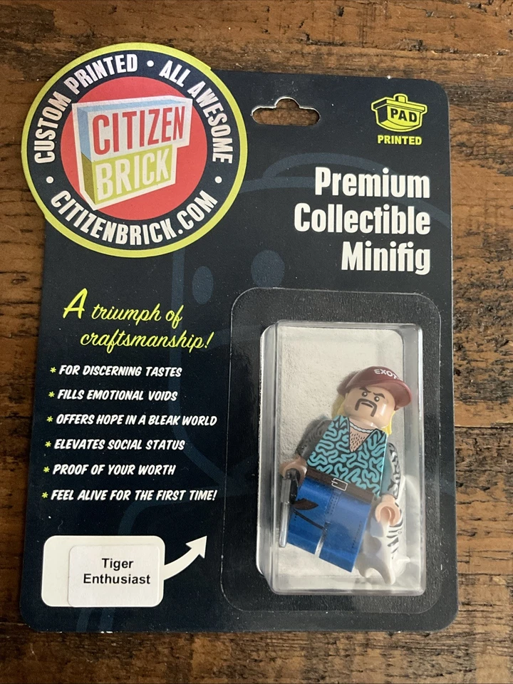 LEGO Citizen Brick Tiger Enthusiast Minifigura Joe Exótico Personalizado RARO Foto 1 de 2