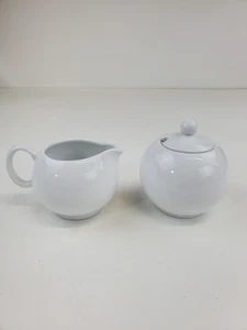 Home Essentials White Porcelain Cream and Sugar - Picture 1 of 7
