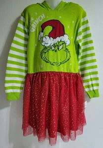 The Grinch Hooded Sweater Dress With Tulle Skirt Youth Girls Size L MSRP $28.00 - Picture 1 of 14