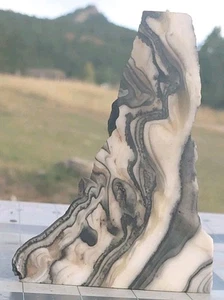 Zebra Calcite Crystal Reiki Sculpture Dendritic Lace Healing Décor 5" X 3 1/2" - Picture 1 of 14