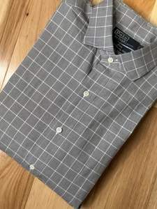 Camisa Polo Ralph Lauren Estate Fina 2 Capas Gris Ventana Talla 16-34 Puño Francés - Imagen 1 de 4