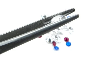 Diamond Tweezers for Gemstones with Groove Tips 6-1/2" Stainless Medium Tips - Picture 1 of 14