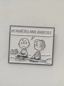 My Anxiety Have Anxieties Peanuts Charlie Brown 1.25" Enamel Pin Badge - Picture 1 of 3