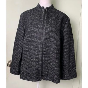 Akris Punto Bergdorf Goodman schwarz/grau strukturiert Reißverschluss Wollmischung Jacke 14  - Bild 1 von 13