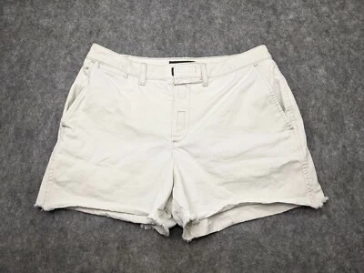 Shorts feminino corte limitado tamanho 10 marfim cintura média lona - Imagem 1 de 4