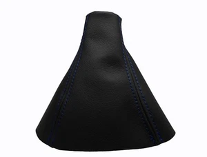 VOLVO XC90 I (2002-2014) Cuffia Leva Cambio 100% Vera Pelle - Cuciture Blu - Picture 1 of 1