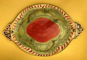 Unique Hand-Painted Foreside Serving Platter with Decorative Handles - Picture 1 of 6